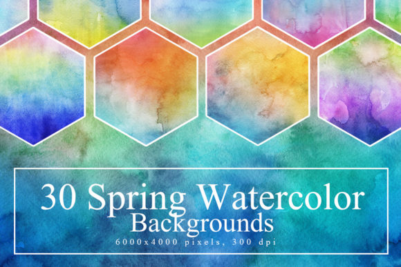 30 Spring Watercolor Backgrounds for Crafting & Textures