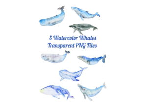 8 Watercolor Whale Silhouettes for Embroidery Projects