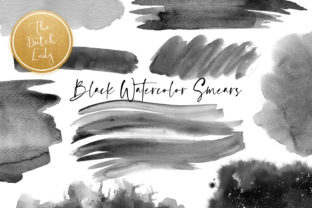 Black Watercolor Smear Clipart Set