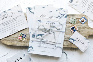 Elegant Blue Watercolor Sprig Wedding Print Templates