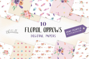 Flower Jars Digital Papers Watercolor Floral Jar Patterns