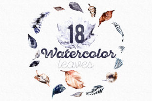 Set of 18 Watercolor Handpainted Leaves for Crafts