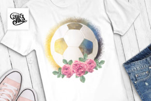 Soccer Ball with Roses Watercolor Sublimation for Crafts and Branding