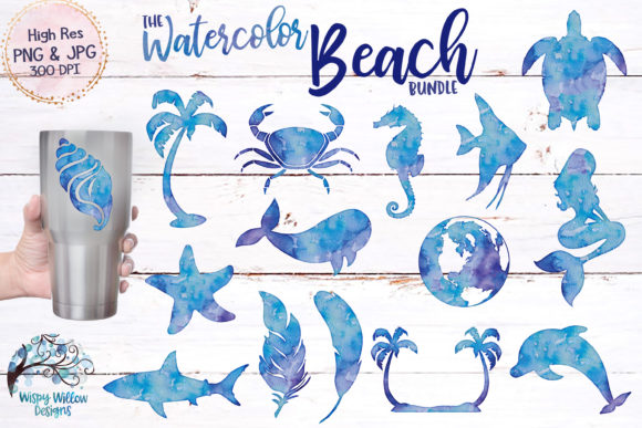 Watercolor Beach Clipart for Crafts and Creative Projects