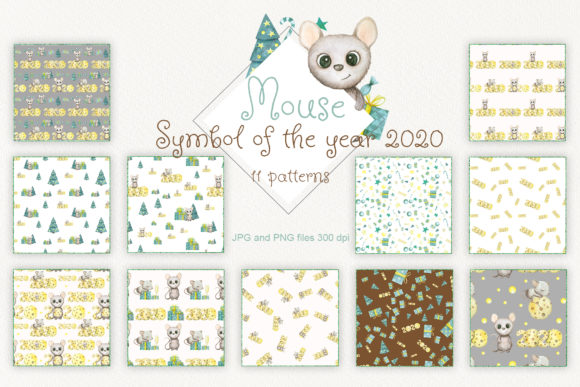 Watercolor Mouse Patterns for Embroidery Projects